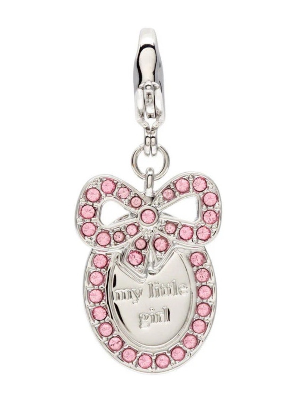 Swarovski Baby Girl Medal Pendant Bow Charm with Pink Crystals New In Box